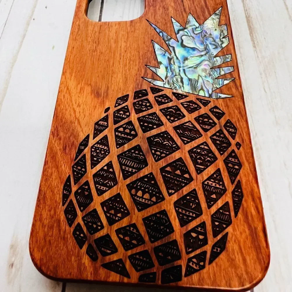 iPhone 12 Pro Max Wooden Pineapple Opalescent Cell Phone Case